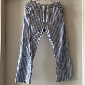 TOPSHOP womens sleep pants blue and white stripe M